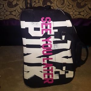Rare PINK Victoria's Secret Rolling Luggage